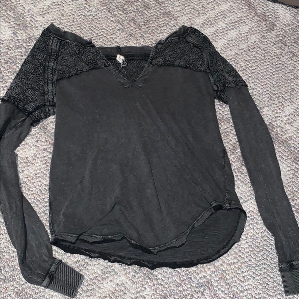 Free people long sleeve top with hood